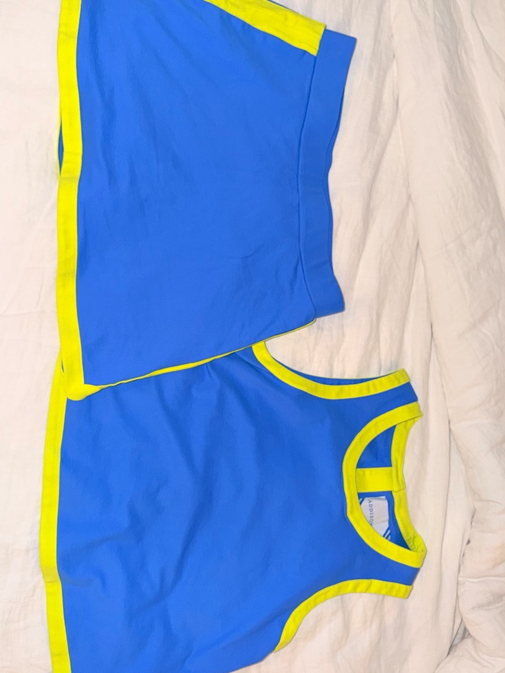 Addison Bay Set- Lennon Top (small) & Skort (medium) in cerulean/chartreuse